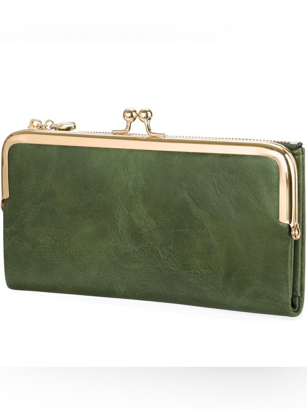 Coach Women’s Classic Green Leather Frame Wallet with Gold Trim